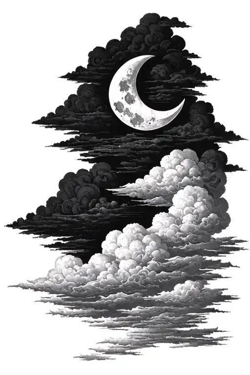 "TheKingJosiah" cloud and crescent moon  tattoo design idea