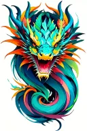 dragon with orchid  tattoo design idea