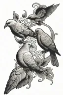 dove and raven eating each others tails like an infinity symbol tattoo design idea