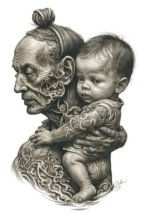 I died when I was little and came back to life in my father's arms. tattoo design idea