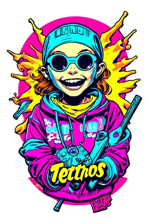 90's cartoon mash up tattoo design idea