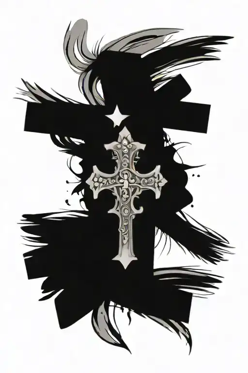 crosses with blessed written inside surrounded tattoo design idea