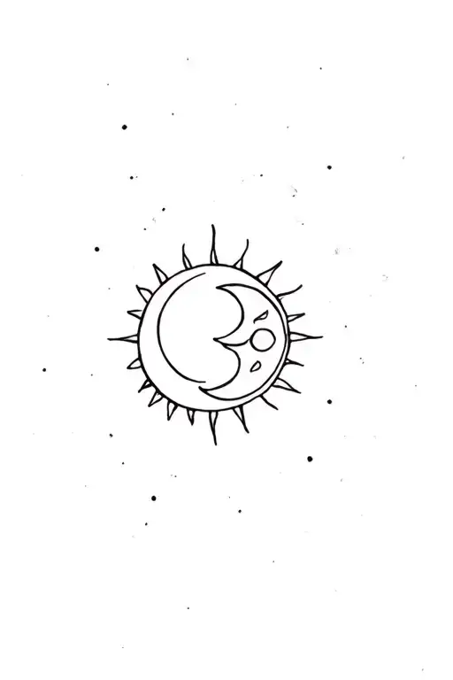 separate moon and sun tattoo design idea