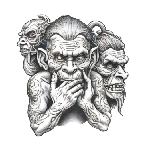 see no evil hear no evil speak no evil tattoo design idea