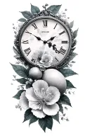 lightining storm and time and nature and flowers and lemons tattoo design idea