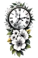 lightining storm and time and nature and flowers and lemons tattoo design idea