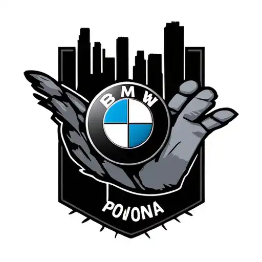 a bmw logo and half Pomona California city logo tattoo design idea
