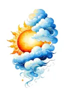 cloud and sun hug each other tattoo design idea