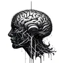 algorithmic nerual network that belnds into a humanistic brain tattoo design idea