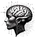 algorithmic nerual network that belnds into a humanistic brain tattoo design idea