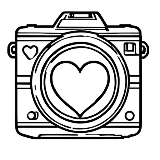 Bad Bunny Un Verano sin ti heart mascot inside of the lens of a camera tattoo design idea