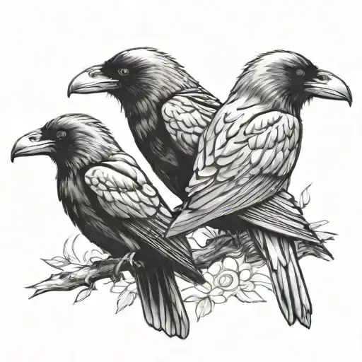 3 ravens staring back at me tattoo design idea