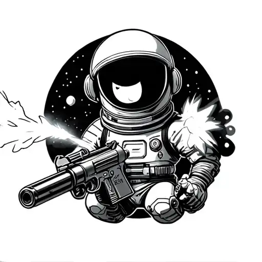 calvin and hobbes spaceman spiff firing his blaster tattoo design idea