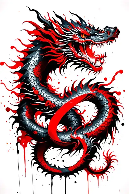 Chinese dragon as an ouroboros infinity symbol intertwined tattoo design idea