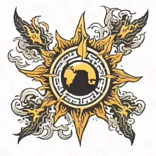 sun and thunderbolt  tattoo design idea