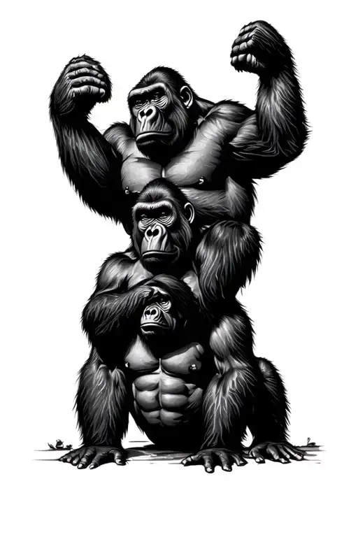 see no evil hear no evil speak no evil gorillas stacked on top of each other tattoo design idea