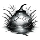 broken water vase cracked with nature scene coming out tattoo design idea
