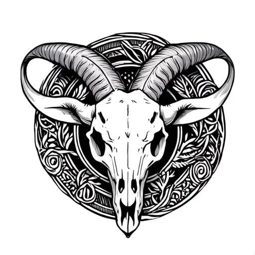 goat skull in tribal circle tattoo design tattoo design idea