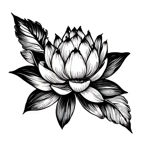 lotus and hornet tattoo design idea