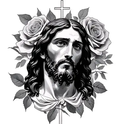 isaiah 41 10, jesus christ, roses tattoo design idea