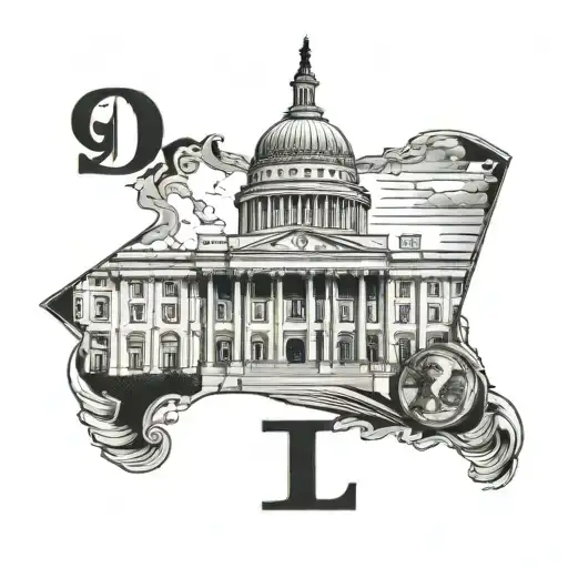 DC Capitol + Murda Capital letter L being the monument obelisk  tattoo design idea