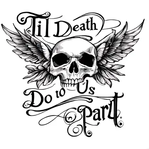 till death do us part words integrated into the design tattoo design idea