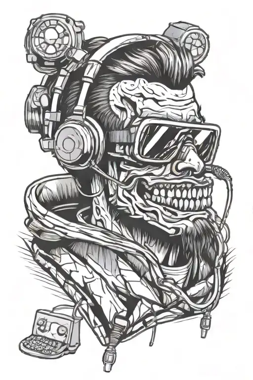 dentist is a gamer headset and holding tattoo design idea