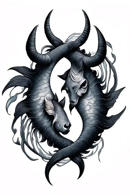 Taurus and Pisces symbol intertwined feminine  tattoo design idea