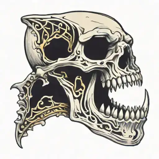 mandible bone with teeth attached tattoo design idea
