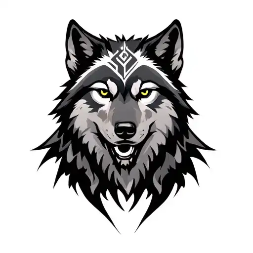 wolf with sigma male symbol tattoo design idea