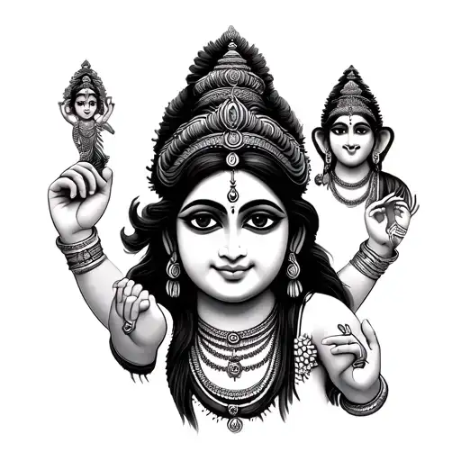mixture of mahadev hanuman krushna and ganapti on girl hand small and sweet tattoo design idea