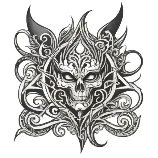 dark gothic tribal tattoo design idea