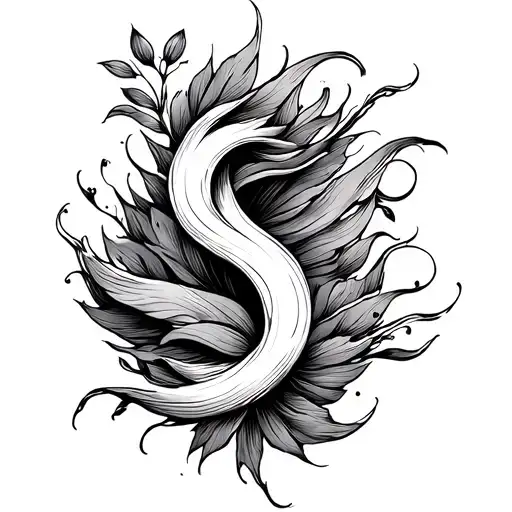 Black and grey fine-line inner forearm tattoo design, flowing vertically in a soft S-curve from elbow to wrist. Large la tattoo design idea