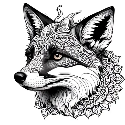 Fox and mandala design tattoo design idea