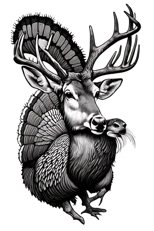 deer and turkey tracks tattoo design idea