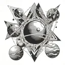 Geometry and Planets tattoo design idea