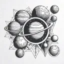 Geometry and Planets tattoo design idea