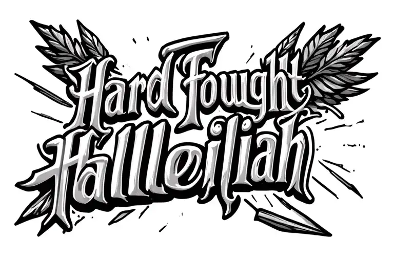 "Hard Fought Hallelujah" arrow design tattoo design idea