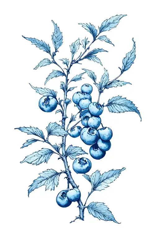 blueberry bush tattoo design idea