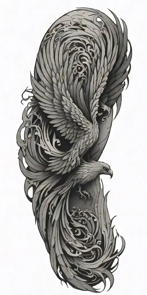 pheonix rising from the ashes symbolizing rebirth tattoo design idea