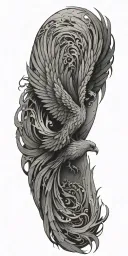 pheonix rising from the ashes symbolizing rebirth tattoo design idea