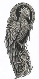 pheonix rising from the ashes symbolizing rebirth tattoo design idea