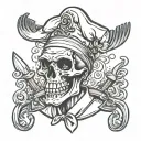 punk rock chef skull tattoo design idea