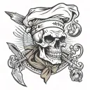 punk rock chef skull tattoo design idea