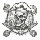 punk rock chef skull tattoo design idea