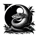 serpent eating moon with philippine sun tattoo design idea