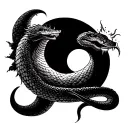 serpent eating moon with philippine sun tattoo design idea