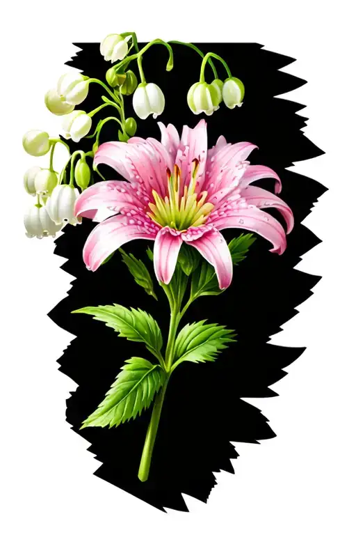 aster flower, lily of the valley flower, and hawthorn flower  tattoo design idea