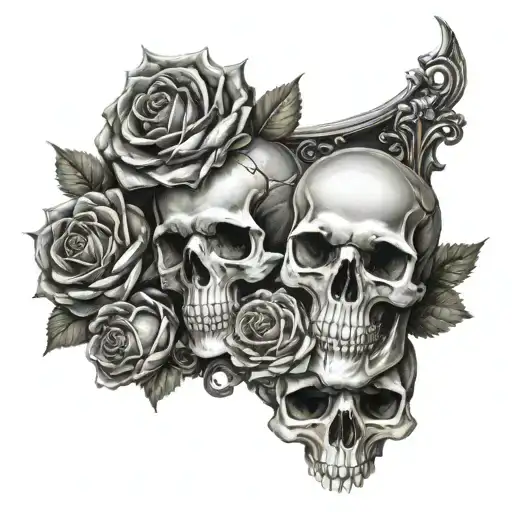 Skulls roses gothic statues renassance art tattoo tattoo design idea