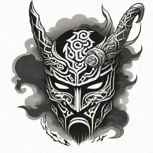 Clan Sakai Ghost of Tsushima mask tattoo design idea